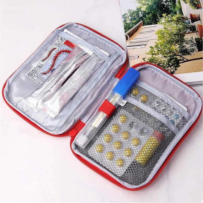 First Aid Bag - First Aid Kit Bag Empty for Home Outdoor Travel Camping Hiking, Mini Empty Medical Storage Bag Portable Pouch (Red & Blue (Small Size))