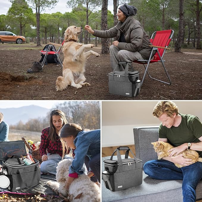 BAGLHER Dog Travel Bag Backpack Pet Supplies Backpack Pet Accessories Storage Bag 5-Piece Set With Shoulder Strap 2 Lined Pet Food Containers 4 Foldable Feeding Bowls Essential Kit for Pet travel