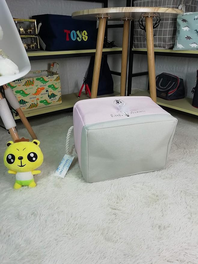 Rectangular Thick Pink Storage Bin Household for Closet Kitchen Office Girl | Foldable Space Saving Canvas Fabric Laundry Hamper with Handles Organizer for Boys and Girls Bedroom Shelf Gifts Baskets