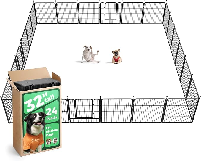FXW Rollick Dog Playpen, Indoor, Yard & RV Camping, 32" H, 24 Panels | Easy setup, Heavy-duty, DIY layouts, for Small & Medium Dogs, Patented