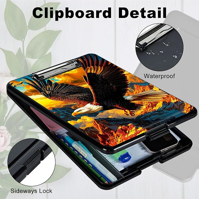 Mountain Eagle A4 Clipboard with Storage Pen Holder, Clipboards Organizer Nursing Clipboard Foldable File Folder Plastic Clipboard Folio Clip Board for Office Students Classroom Doctor