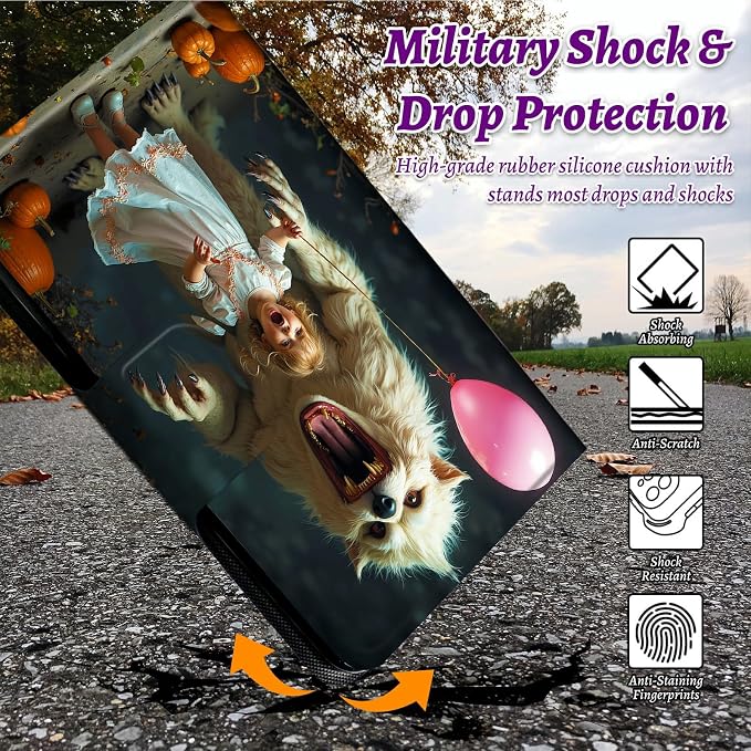 Rotating Handle Case for Samsung Galaxy Tab S10+ Plus 2024/S9 FE+ Plus/S9+ Plus 12.4" 2023, 360 Degree Swivel Kickstand with Magnetic Closure Leather Cover, White Tiger Balloon Girl