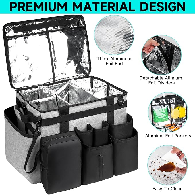 Cleaning Cadddy Bag with Rolling Cart, Large Cleaning Bag with Wheels | Cleaning Supplies Organizer with Detachable Trolley for Housekeepers, Housekeeping Cleaning Cart with Shoulder Strap & Handle