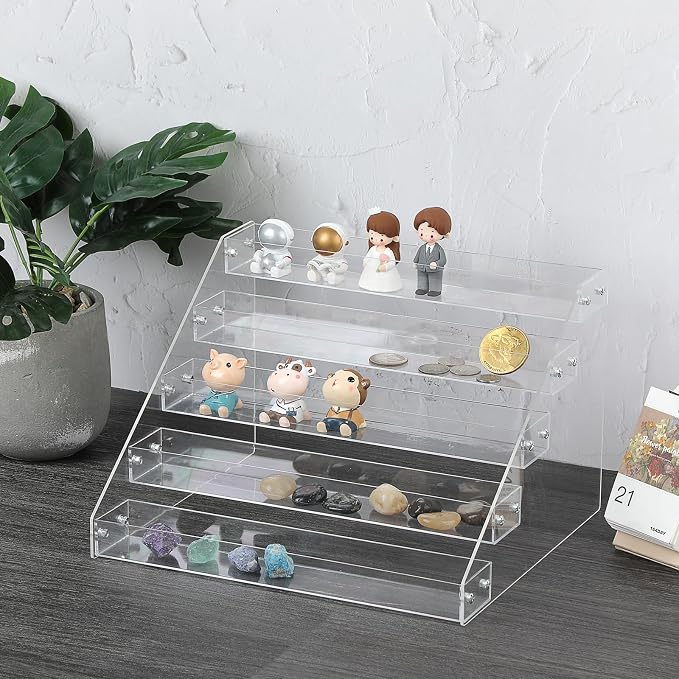 BTSKY 5 Tier Washi Tape Organizer - Clear Plastic Washi Tape Storage Rack, Assembly Washi Tape Storage Holder Washi Tape Dispenser Desk Accessories Display Caddy for Scrapbooking Art Craft Supplies