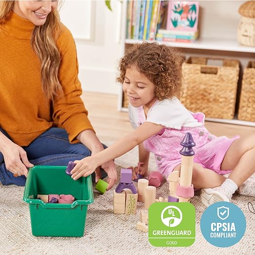 ECR4Kids Scoop Front Storage Bins, Multipurpose Organization, Green, 10-Piece | Durable plastic, GREENGUARD Gold Certified, 1.2 gallon capacity, lightweight & nestable, built-in handle, classroom/home use