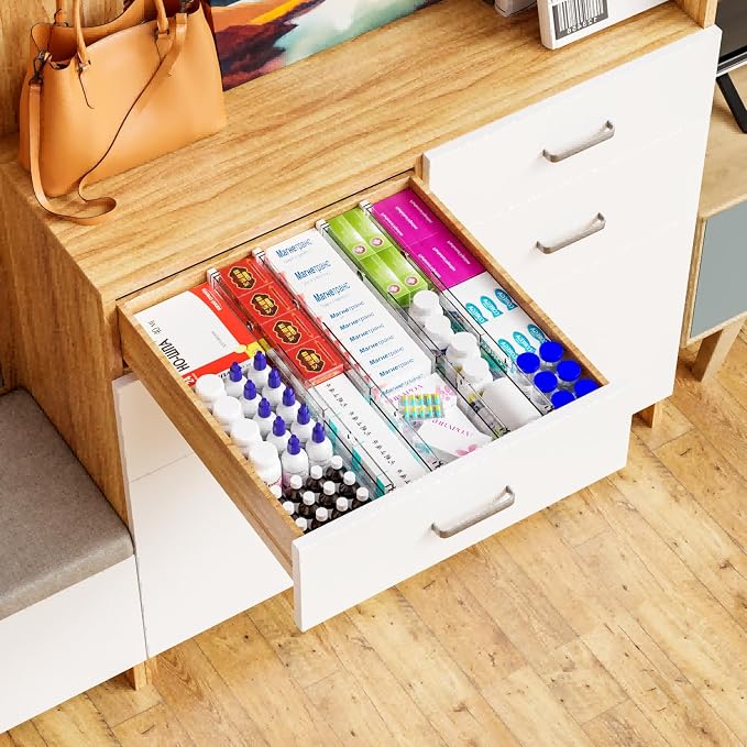 5 Pack 3.2 Inch Shallow Acrylic Drawer Divider for Clothes -Expandable from 12.3-17''-Adjustable Dresser Drawer Divider for Baby Clothing,Underwear,Clear in Drawer Separators for Kitchen,Office