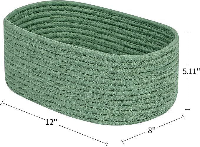 CubesLand Woven Rope Storage Basket Bins for Organizing | Cube Shelves Closet Basket, Long-lasting &Skin-friendly Toy Storage Baskets, Stylish Room Decor Basket, Green