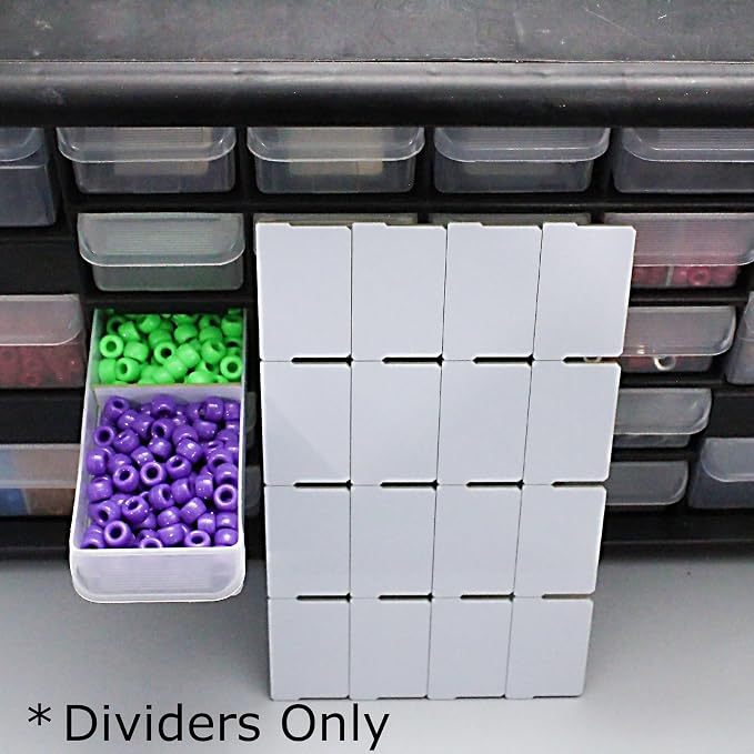 (64-Pack Small Drawer Dividers compatible with Craft Cabinet and Hardware Storage Organizers, (Dividers Only), Made of High-Strength Fiberglass, Easy to Label