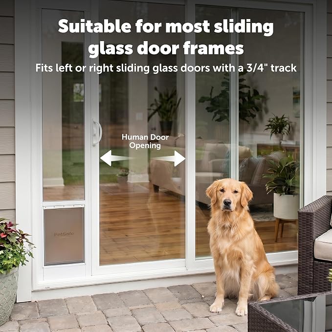 PetSafe Sliding Glass Pet Door, 1 Piece, Medium Dogs to 40 lb, White