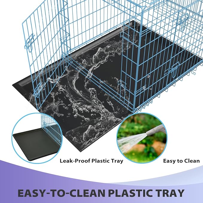 BestPet | Dog Crate | 48" | Blue | Foldable Metal Kennel with Double Doors | Secure Slide-Bolt Latches, Leakproof Tray | Portable Dog Cage for Large Breeds | for Travel, Indoor & Outdoor Use