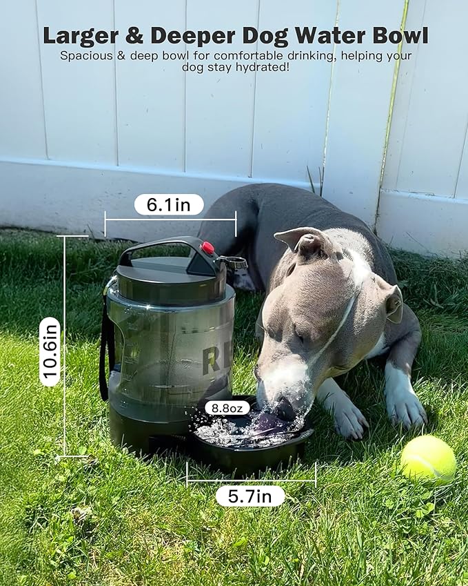 SwSun 77oz Large Dog Water Bottle, Portable Dog Travel Water Dispenser with Pull-Out Bowl, Ideal for Hiking, Camping, Dog Parks, Leak-Proof BPA-Free Outdoor Dog Water Bottle for Large Dogs,Black