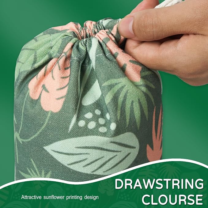 Plastic Bag Holder, Reusable Grocery Bag Holder for Plastic Bags Groceries Store, Flower Canvas Trash Plastic Bag Organizer Storage Holders for Home Kitchen Pantry Decor (Green Seaweed)