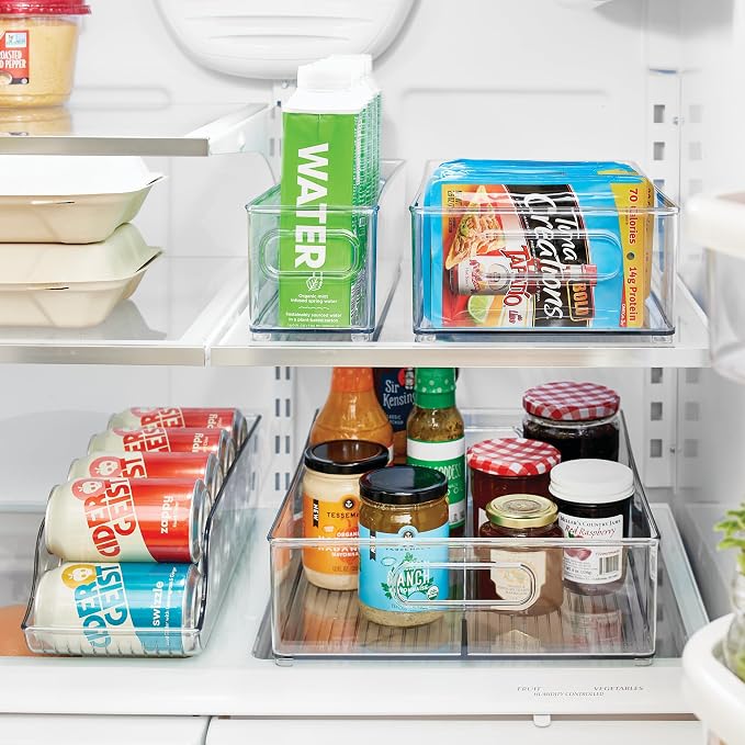 iDesign Fridge Storage Bin Set with a Soda Can Dispenser- Set of 4 - Clear - Made in USA