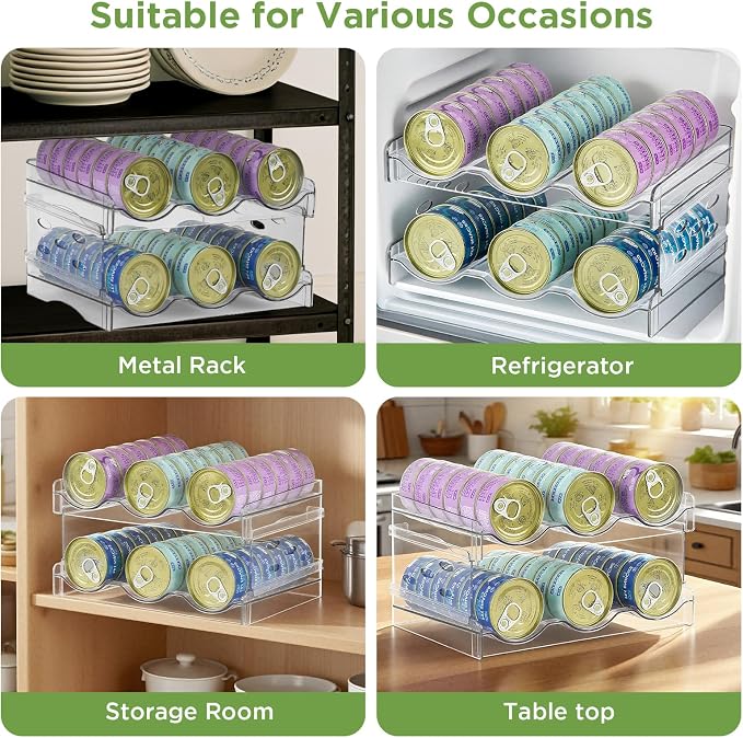 REFLYING Cat Food Can Organizer 2-Tier Holds 36 Cans 3.5oz Clear | Transparent 2-tier cat food can organizer,Holds 36 cans 3.5oz,Pantry countertop storage for kitchen cabinet organization