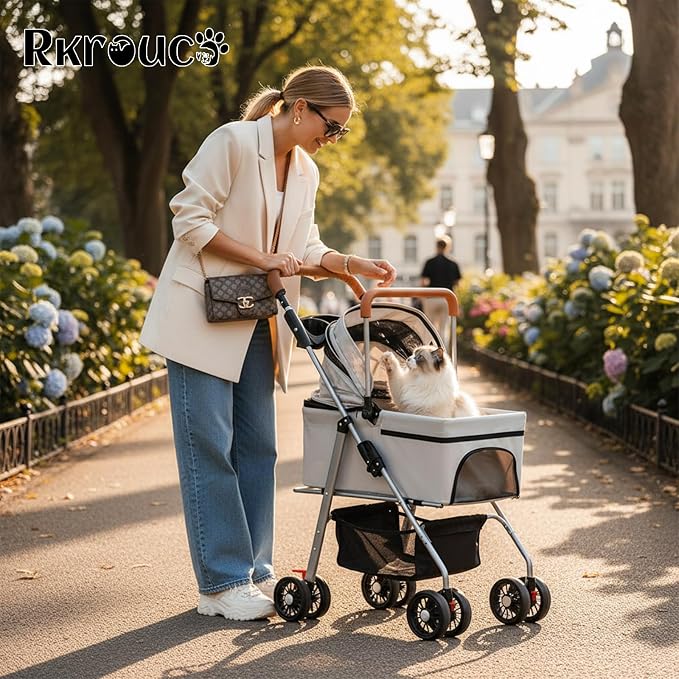 3 in 1 Pet Stroller for Dogs Cats Foldable Jogger with Detachable Carrier
