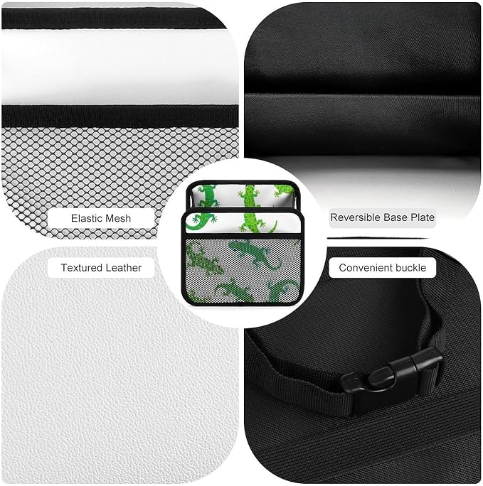 Car Seat Back Organizer Hanging Storage Bag for Backseat, Cute Animals | Lizards, Pu Leather Auto Storage Organizer with Mesh Pockets, Waterproof and Leakproof