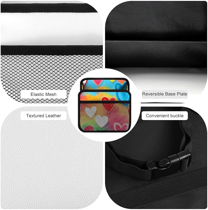 Car Seat Back Organizer Auto Storage Bin Backseat Hanging Pouch, Colorful | Love Hearts, Multipurpose Vehicle Storage Pocket with Mesh Pockets PU Leather Backseat Accessories