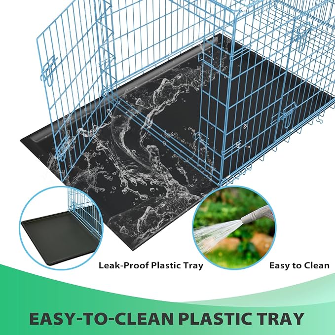 BestPet | Dog Crate | 24" | Blue | Foldable Metal Kennel with Double Doors, Secure Slide-Bolt Latches, Leakproof Tray | Portable Dog Cage for Small Breeds | for Travel, Indoor & Outdoor Use