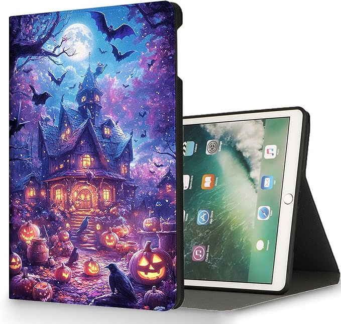 for Microsoft Surface Go 4/3/2/1-10.5" 2021 Tablet Case,Auto Wake/Sleep,Adjustable Stand Protective Cover - Halloween Pumpkin House