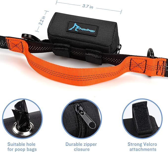 Dog Poop Bag Holder for Leash Black Waste Bag Dispenser with 1 Roll of Poop Bags for Leash Accessory Bicycle