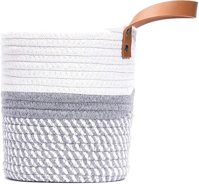 Wall Hanging Storage Basket, Woven Plant Holder for Organizing, 6.3” x 7" | Small decorative basket for towels, and toys, flowers. Hanging storage organizer for wall decor and home organization.