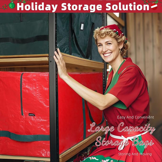 Large Christmas Tree Storage Bag Heavy Duty 9 Ft (Green) | Protects From Moisture & Dust, Holiday Storage, Alternative To Tree Storage Box