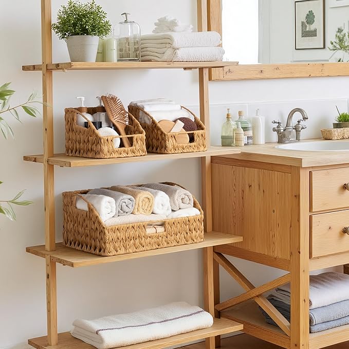 GRANNY SAYS Wicker Baskets for Organizing, Waterproof Basket for Storage | Wicker Storage Baskets for Pantry, Open Front Basket for Shelves, Kitchen Storage Baskets, Decorative Basket for Home Decor