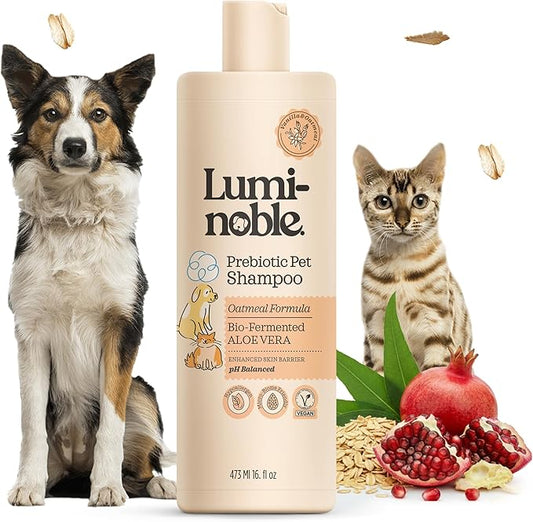 Prebiotic Hypoallergenic Sensitive Dog Shampoo – Oatmeal & Vanilla Scent Formula, Sensitive Skin | Vegan, Paraben-Free, Moisturizing & Deodorizing, Pet Shampoo | Safe for Dogs & Cats – 16 fl oz