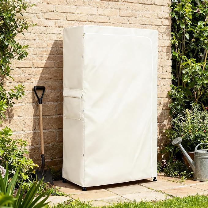 Rileytee Wire Shelf Cover,Heavy Duty 600D Dustproof Waterproof Shelf Covers for Wire Shelving,Outdoor Storage Rack Cover for Wire Rack with Zipper,White,48"W x 18"D x 82"H