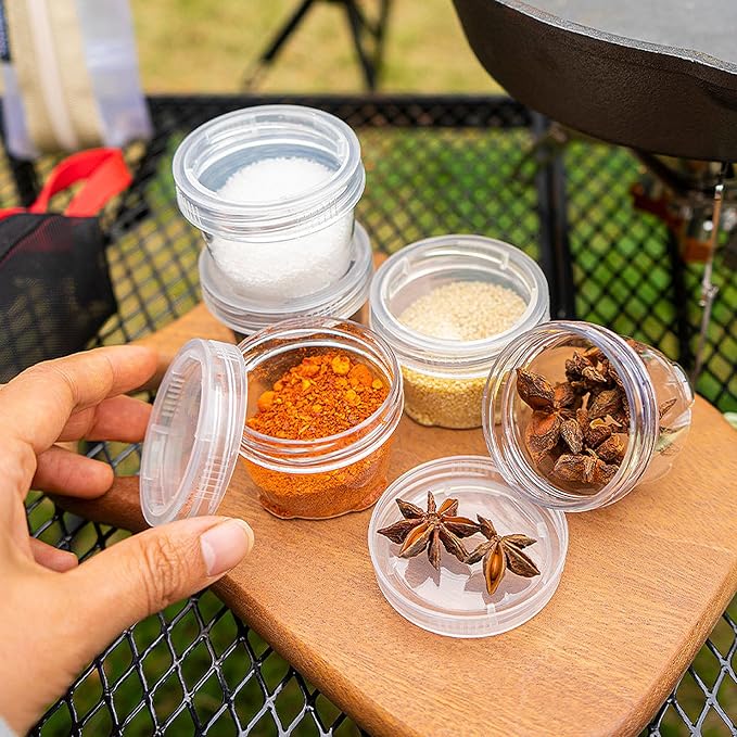 Camping Kit Travel Seasoning Container Bag with 5 Clear Bottles Outdoor Portable Organizer Jar