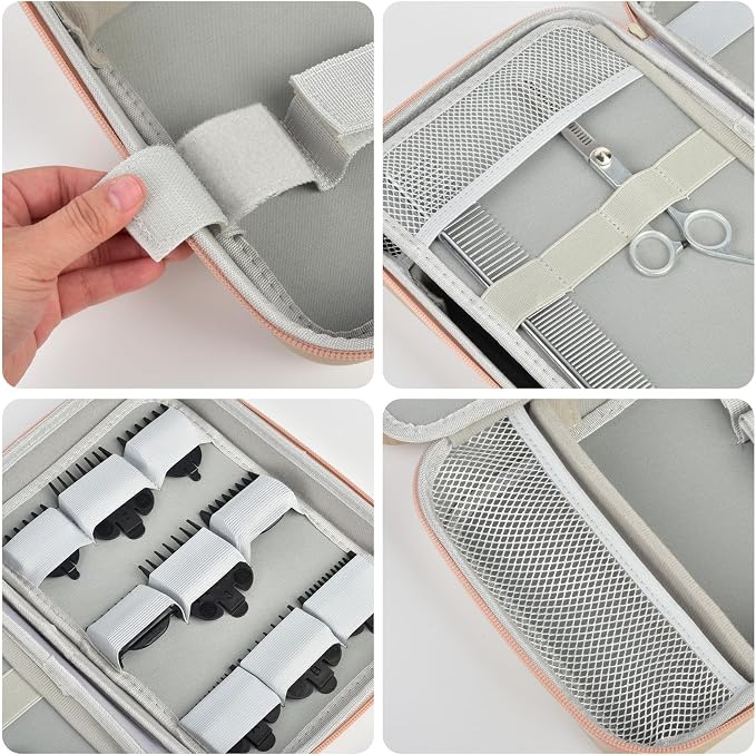 Boobowl Barber Accessories Bag for Clippers and Supplies, Hair Clipper Box | Portable Mens Clipper Storage Holder Organizer for Hair Cutting, Guard Grooming Kit and Barbers Supplies (Bag Only) - Gold
