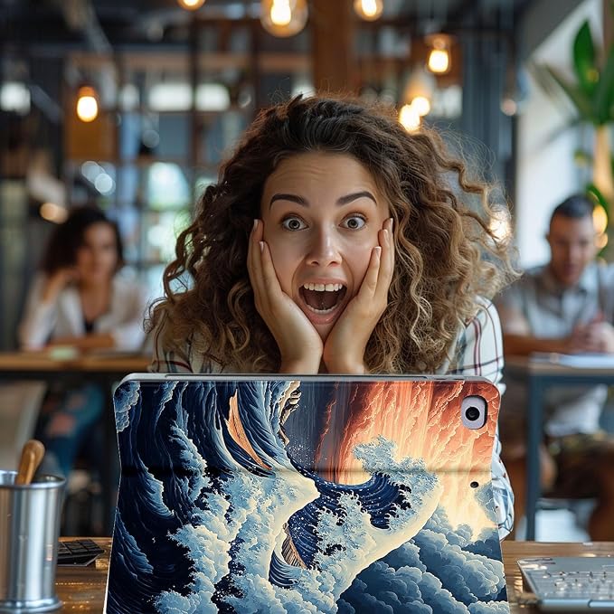 for Microsoft Surface Go 4/3/2/1-10.5" 2021 Tablet Case,Auto Wake/Sleep,Adjustable Stand Protective Cover - Wave Art
