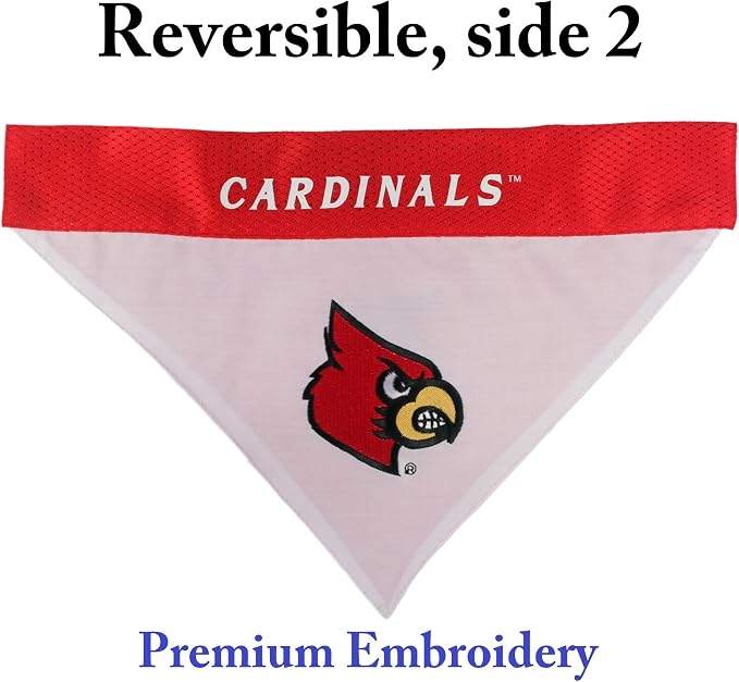 Pets First Collegiate Pet Accessories, Reversible Bandana, Louisville Cardinals, Large/X-Large
