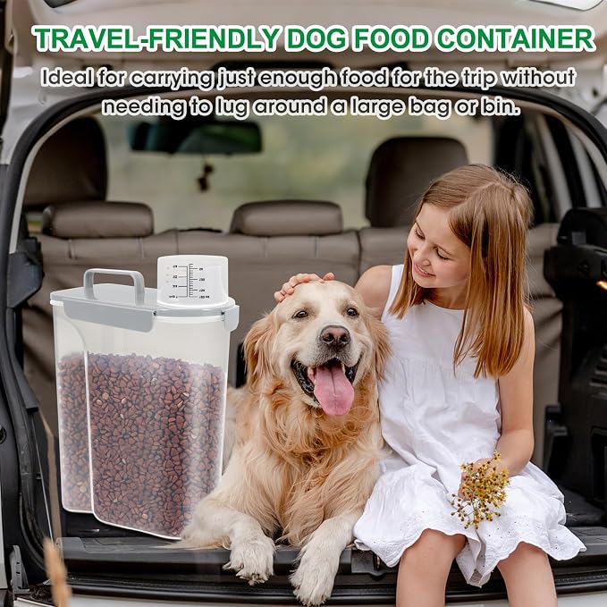 TBMax 10 lbs Cat Dog Food Storage Container, 2026 Upgraded Large Pouring Container for Pet Food Storage, Bird Seed Dispenser, Portable Travel Kibble Holder -Light Gray