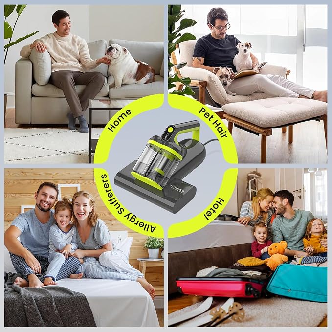 Mattress Vacuum Cleaner UV for Pet Hair,16kPa Power Suction UV Bed Vacuum Cleaner,140°F Heated Function,Ultrasonic High Tapping,HEPA Filter,Bed Vacuum for Sofa, Couch, Crib(Corded,4.5Amp)