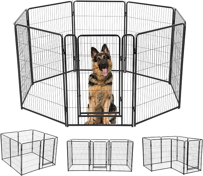 BestPet Dog Playpen, 40 Inch 8 Panels Pet Exercise Pen, Indoor Outdoor Dog Fence for RV, Camping, Yard, Black