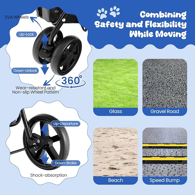 Dog Stroller with 2 Detachable Carrier, Pet Stroller for Small Medium Dogs Cats, Jogger/Travel/Camping, 4-in-1 Doggy Pet Carrier, Carrier Strolling Cart with Lockable Wheels (Black)