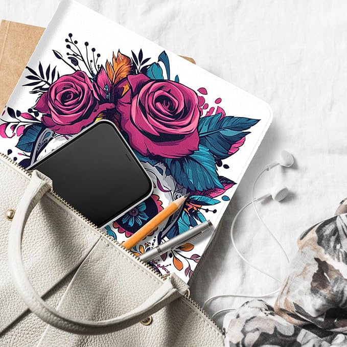 for Microsoft Surface Pro X/Pro X Plus-13 2019/2020/2021/2024 Tablet Case,Auto Wake/Sleep,Adjustable Stand Protective Cover - Sugar Skull Rose