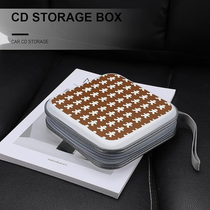 Portable Hard Shell DVD Storage Christmas Gingerbread, 40-Disc Binder with Carry Strap, Protective Case for Movies Music Travel
