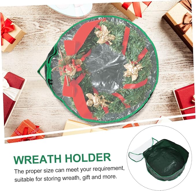 1pc Christmas Wreath Storage Bag Container with Transparent Window for Holiday Decoration and Ornament Organization