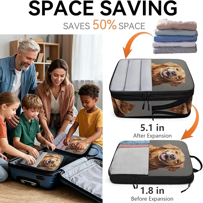 Labrador Dog 6 Set Compression Packing Cubes Cute Expandable Packing Organizer for Travel Accessories Luggage Suitcase Bag