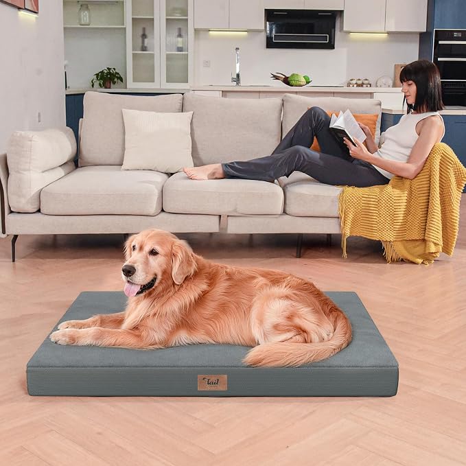 Outdoor Waterproof Orthopedic Dog Bed for Large Dogs | Egg Crate Foam for Joint Support, TPU Waterproof Layer, Machine Washable 1680D Oxford Cover, 36 x 27 Inch, Up to 65 lbs