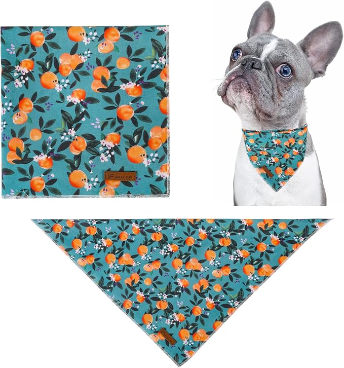 Summer Dog Bandana, Comfortable Cotton Triangle Bid Scarf for Puppy Small Dog, Washable Pet Kerchief for Girl Boy Dogs or Cats, Peach Dogs Bandanas, Cute Classic Puppy Bid Scarf, Green