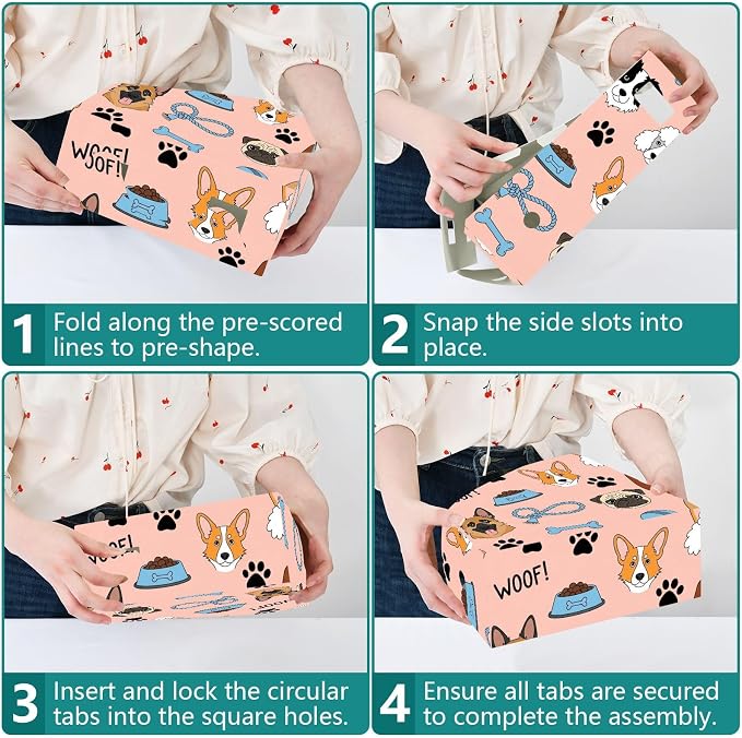 Emelivor Dogs Pets Pink Pattern Magazine Holder Set of 3 Desk File Organizer Foldable Vertical Folder Holder with Labels for Office Organization Book Bins for Classroom Documents Home