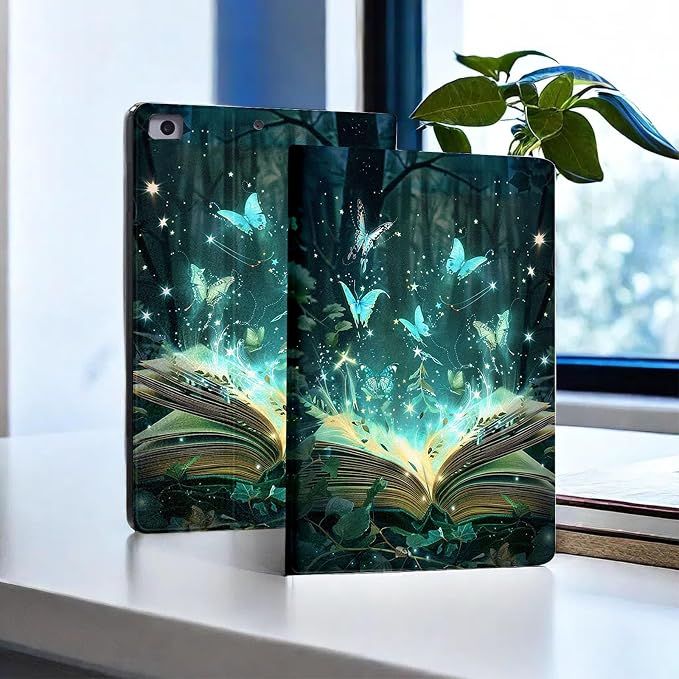 for Microsoft Surface Pro X/Pro X Plus-13 2019/2020/2021/2024 Tablet Case,Auto Wake/Sleep,Adjustable Stand Protective Cover - Forest Butterfly