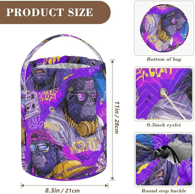 Tatenale Crochet Bag Yarn Bag Knitting Project Bag with Pockets and Handle Portable Yarn Storage Organizer Tangle Free 8.3x11 InchCartoon Gorillas Glasses Trends Purple36