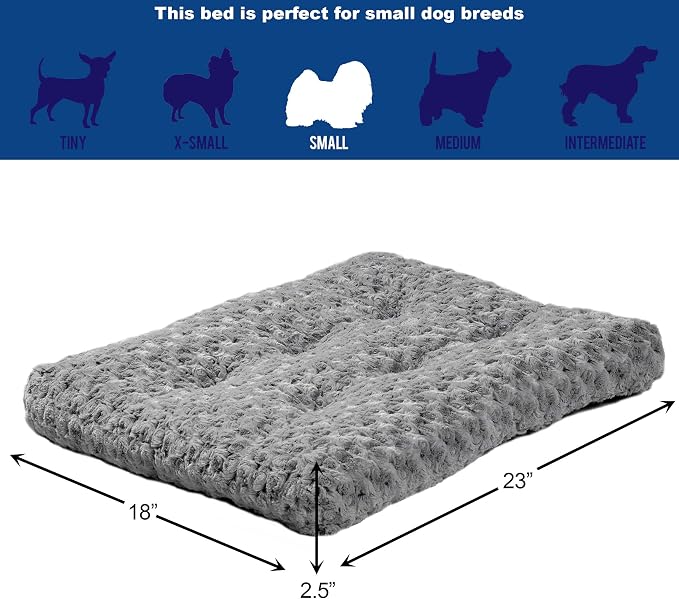 MidWest Homes for Pets Small QuietTime Deluxe Gray Ombré Swirl Plush Pet Bed, Machine Washable, Non-Skid Bottom, Soft Crate Mat for 24-inch Crates