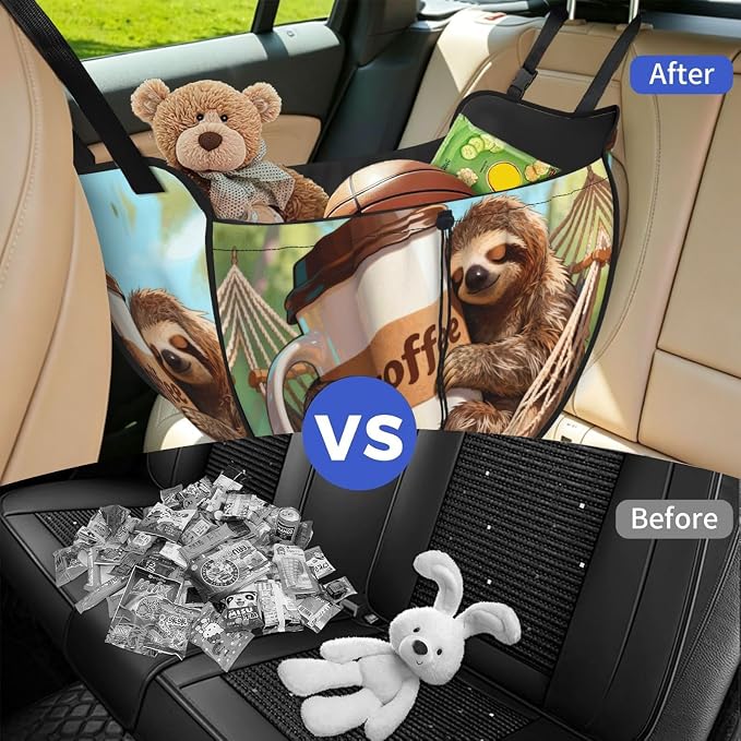 Animals in a hammock Car Seat Organizer-Backseat Storage Bag for Travel | Waterproof Durable. Holds Snacks Gear Essentials. Fits Most Cars.