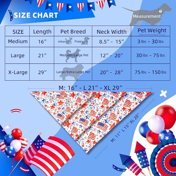 American Flag Dog Bandana, Abstract American Flag Print Triangle Scarf, Adjustable Snap Button Patriotic Neckwear for X-Large Breeds 75lbs+
