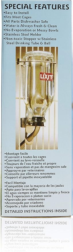 Lixit Heavy Duty Deluxe Glass Water Bottles for Birds, Dogs and Small Animals. (32oz Large Tube)